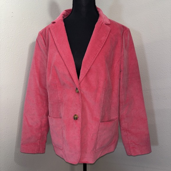 Talbots Jackets & Blazers - Talbots Corduroy Blazer Women's 16 Barbie‎ Pink Button Classic Preppy Minimalist